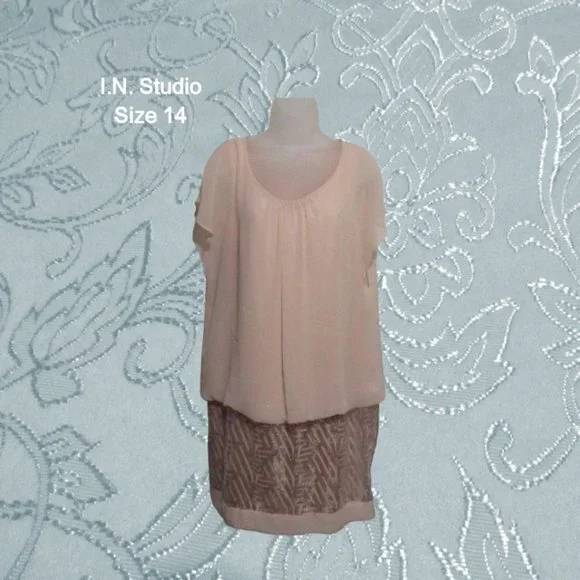 L N Studio | Dresses | L N Studio Womens Dress Size 4 Cap Sleeves Bottom  Sequined Pink | Poshmark